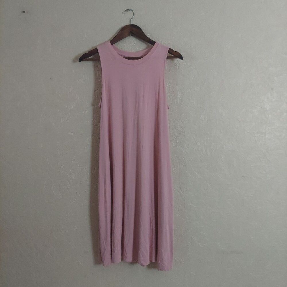 Time And Tru Pink Tank Dress Jersey Stretch With Pockets Sz Medium